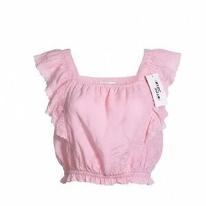 Epic Threads Girls Pink Swiss Dot Square Neck Ruffle Crop Top, Size M, NWT